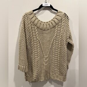 Alya off shoulders Women's Beige Knit Sweater